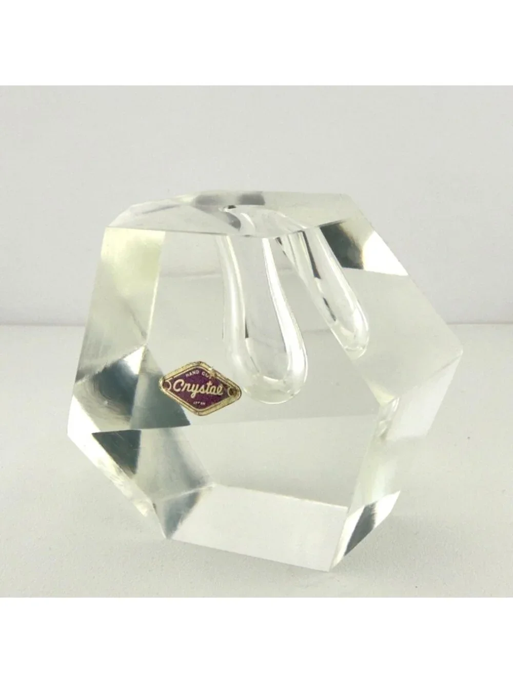 Mid Century Modern Cut Crystal Blossom Vase Paperweight Made in Japan
